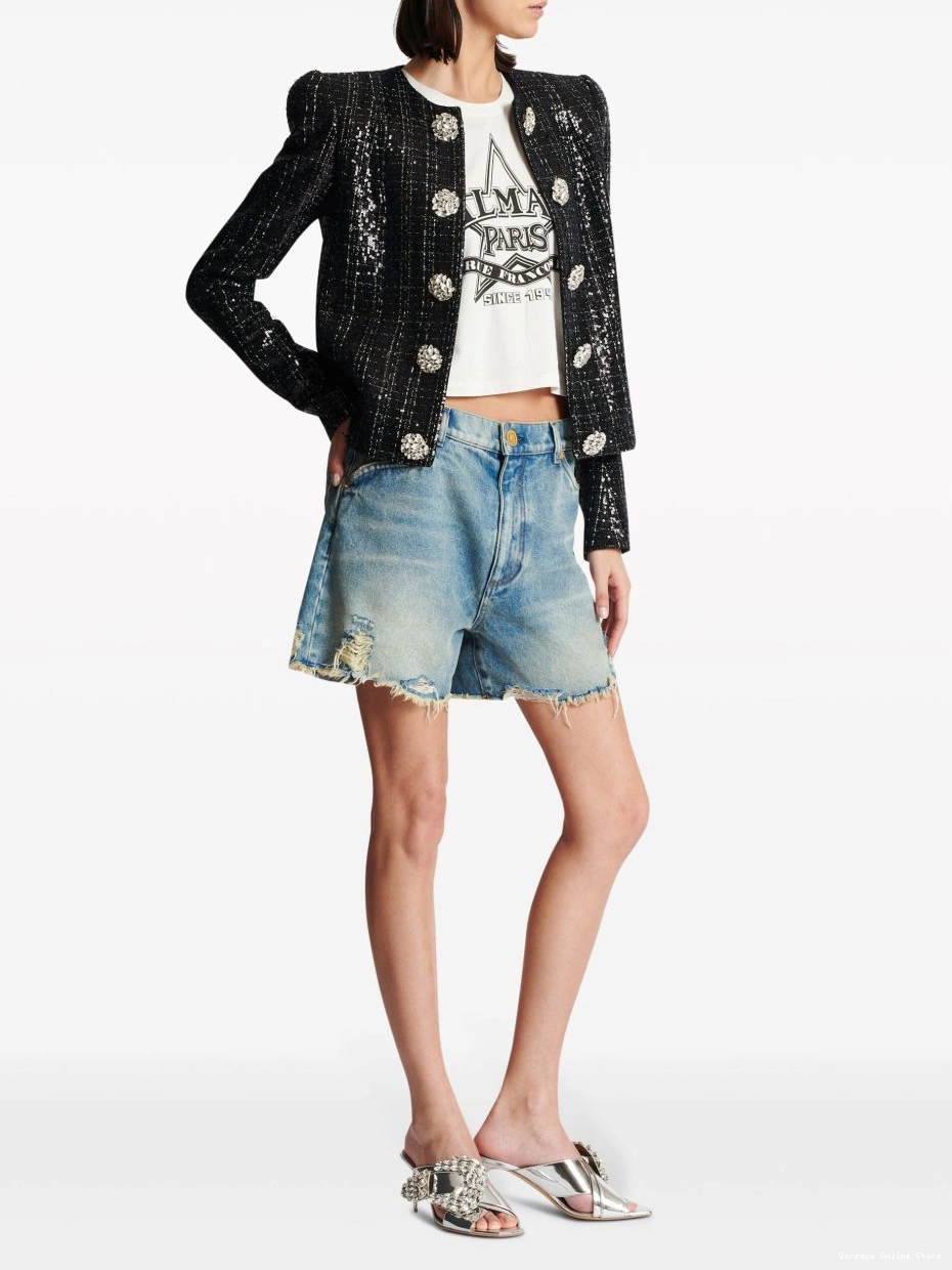 Cheap tweed jacket Women Versace sequin-embellished 0816